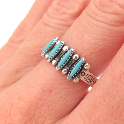 Bell Trading Post Old Pawn Sterling Vintage Turquoise Needlepoint Ring Size 7