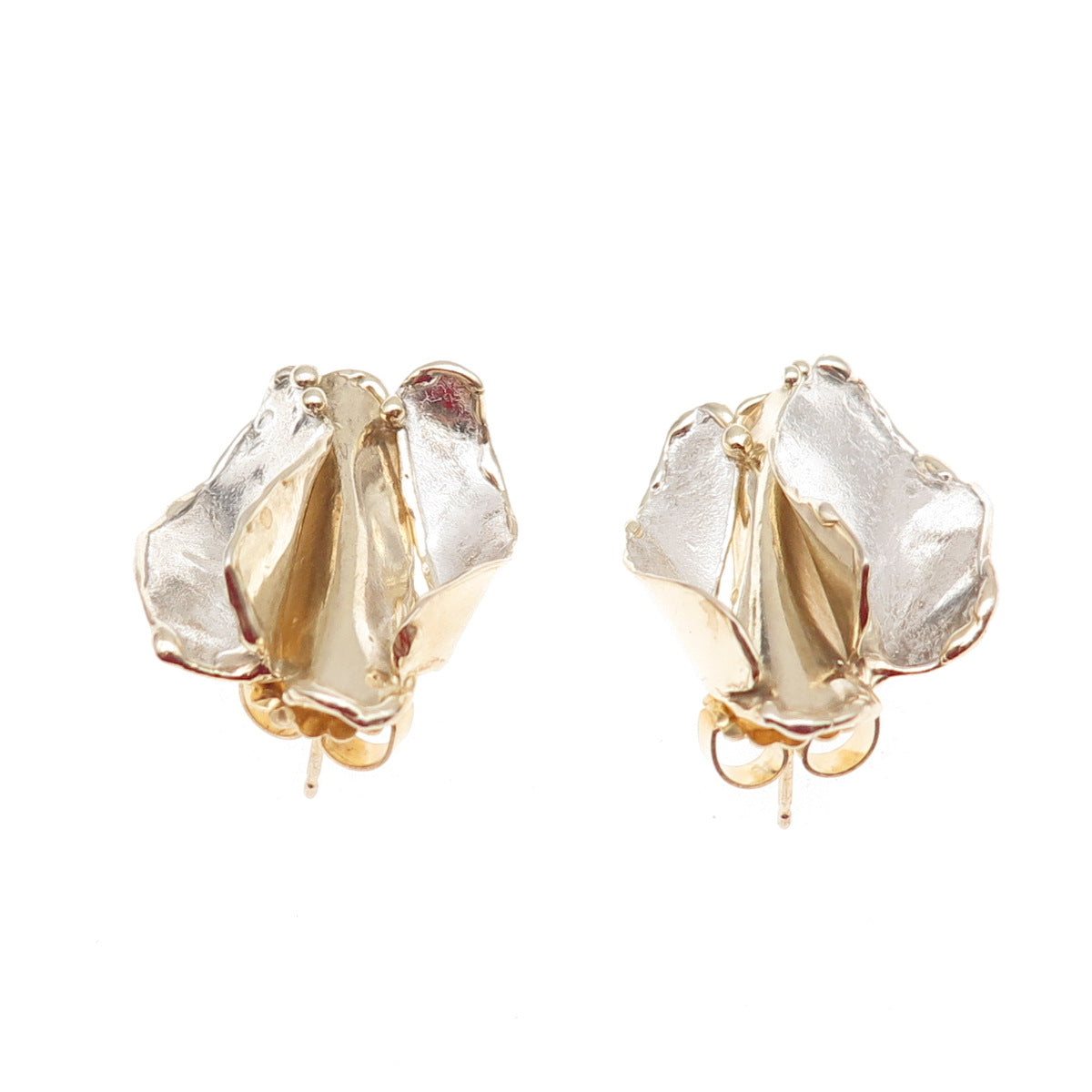 Joseph Masaniello 925 Sterling Silver 2-Tone Vintage Modernist Earrings