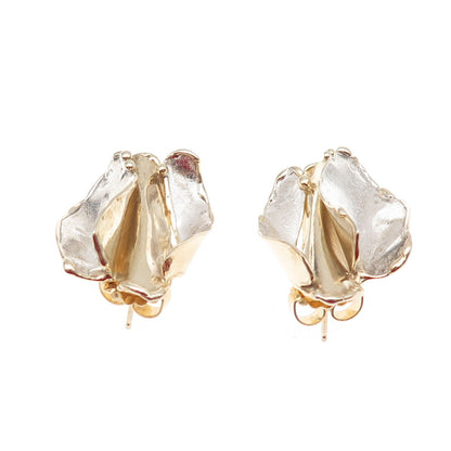 Joseph Masaniello 925 Sterling Silver 2-Tone Vintage Modernist Earrings