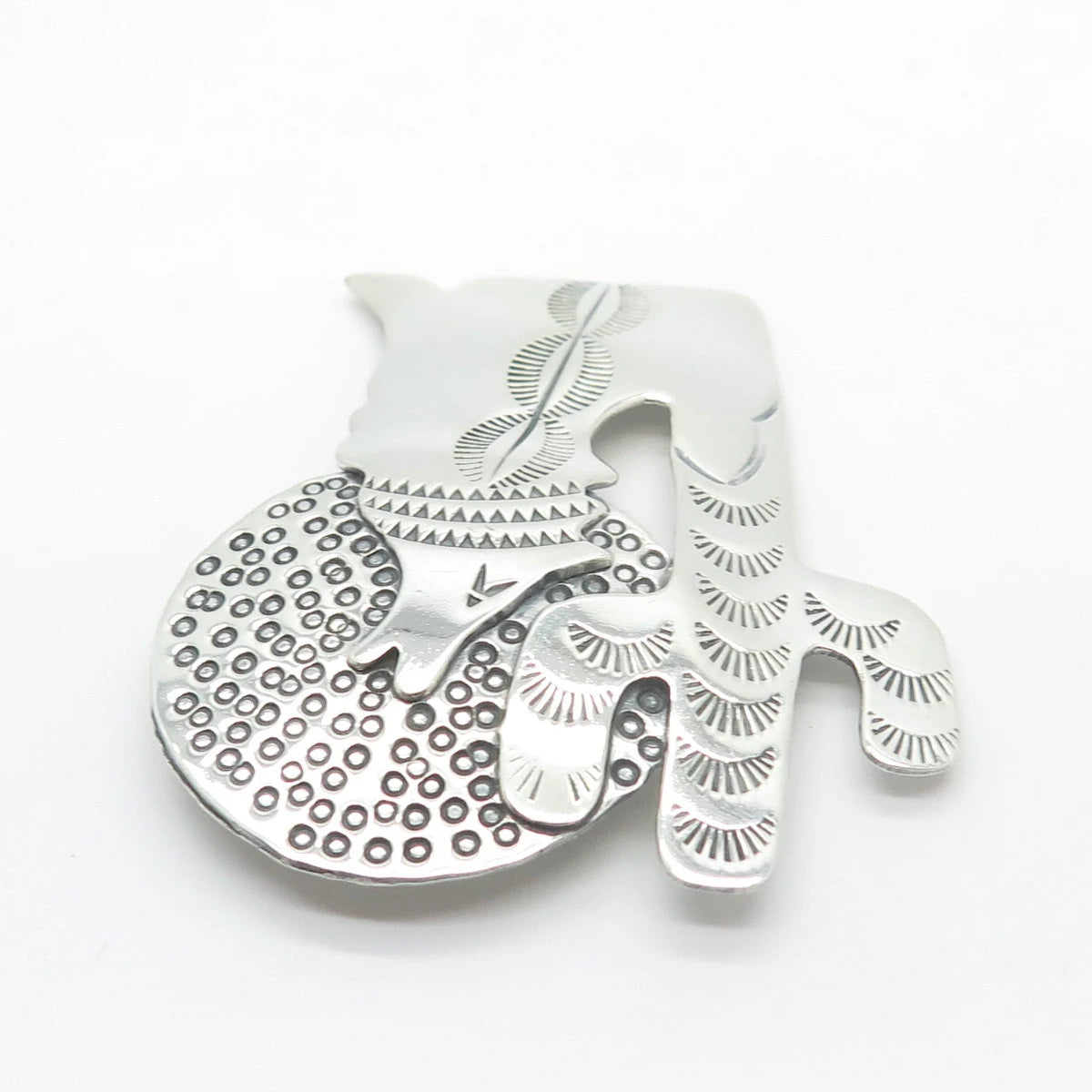 925 Sterling Silver Vintage Coyote & Cactus Pin Brooch