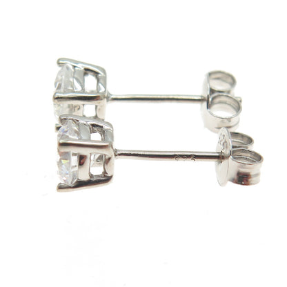 925 Sterling Silver Round-Cut C Z Stud Earrings