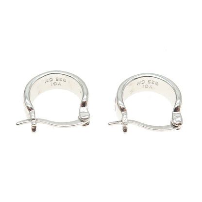 925 Sterling Silver Enamel Flower Hoop Earrings