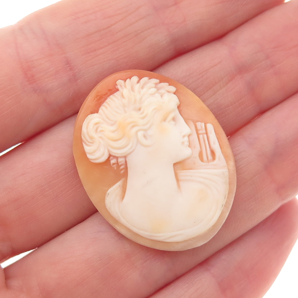 Antique Art Deco Real Mother-of-Pearl Carved Lady Cameo