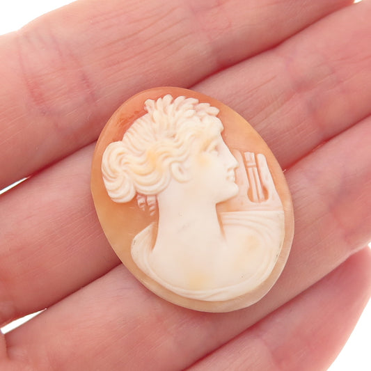 Antique Art Deco Real Mother-of-Pearl Carved Lady Cameo