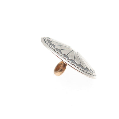 Old Pawn 925 Sterling Silver Vintage Southwestern Concho Oxidized Tribal Button