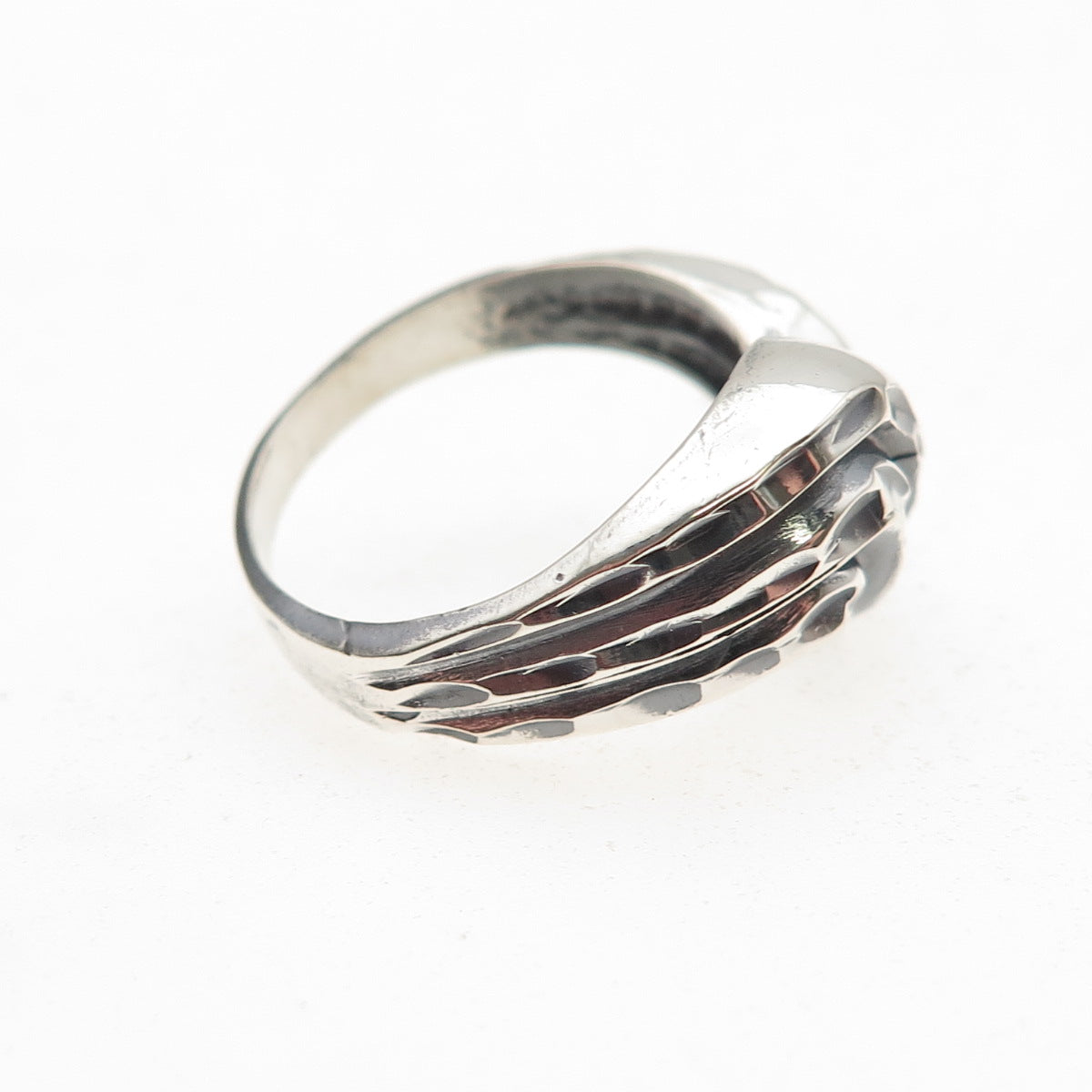 925 Sterling Silver Vintage Modernist Oxidized Ring Size 7.25