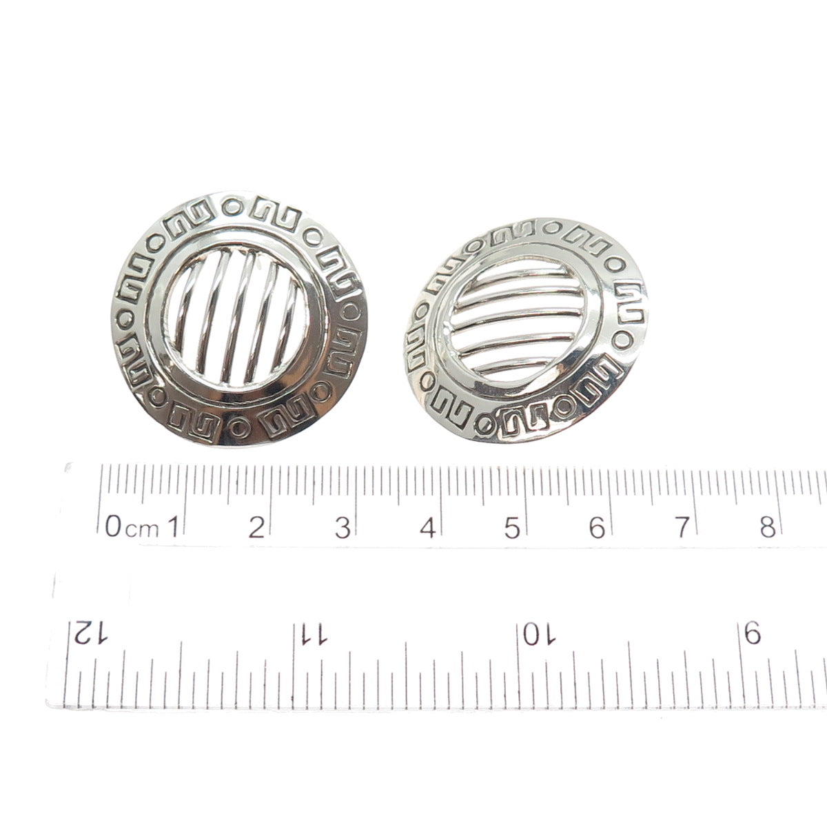 925 Sterling Silver Vintage Mexico Modernist Disc Earrings