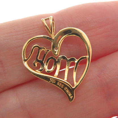 MICHAEL ANTHONY Sterling Silver Real Diamond Accent Mom Heart Minimalist Pendant