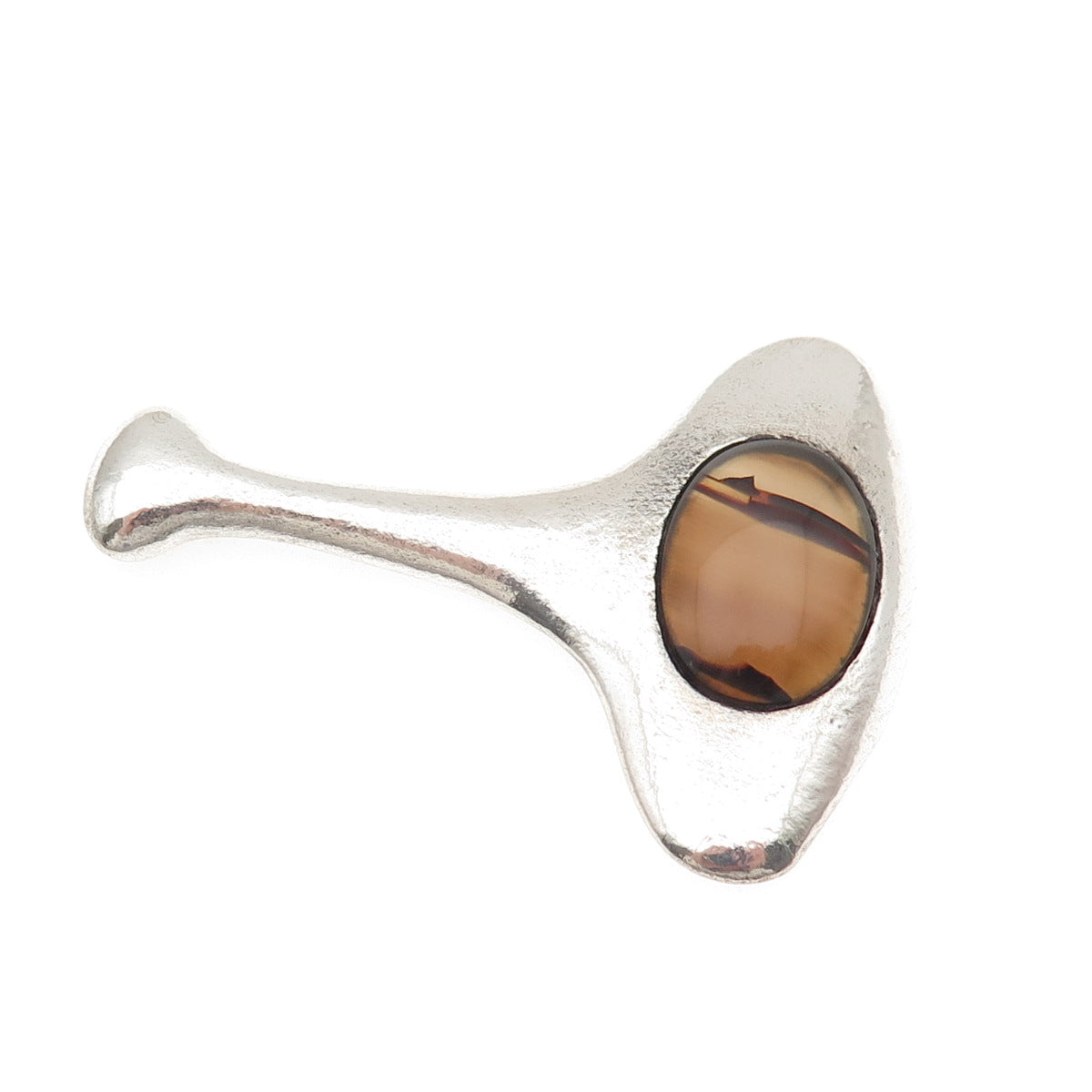 925 Sterling Silver Vintage Real Agate Modernist Oxidized Slide Pendant