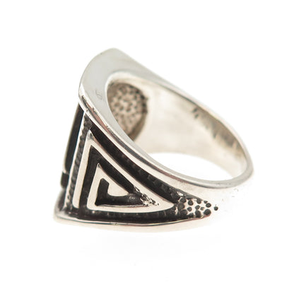 Silver Cloud Old Pawn 925 Sterling Vintage Turquoise Inlay Arrow Ring Size 8.75