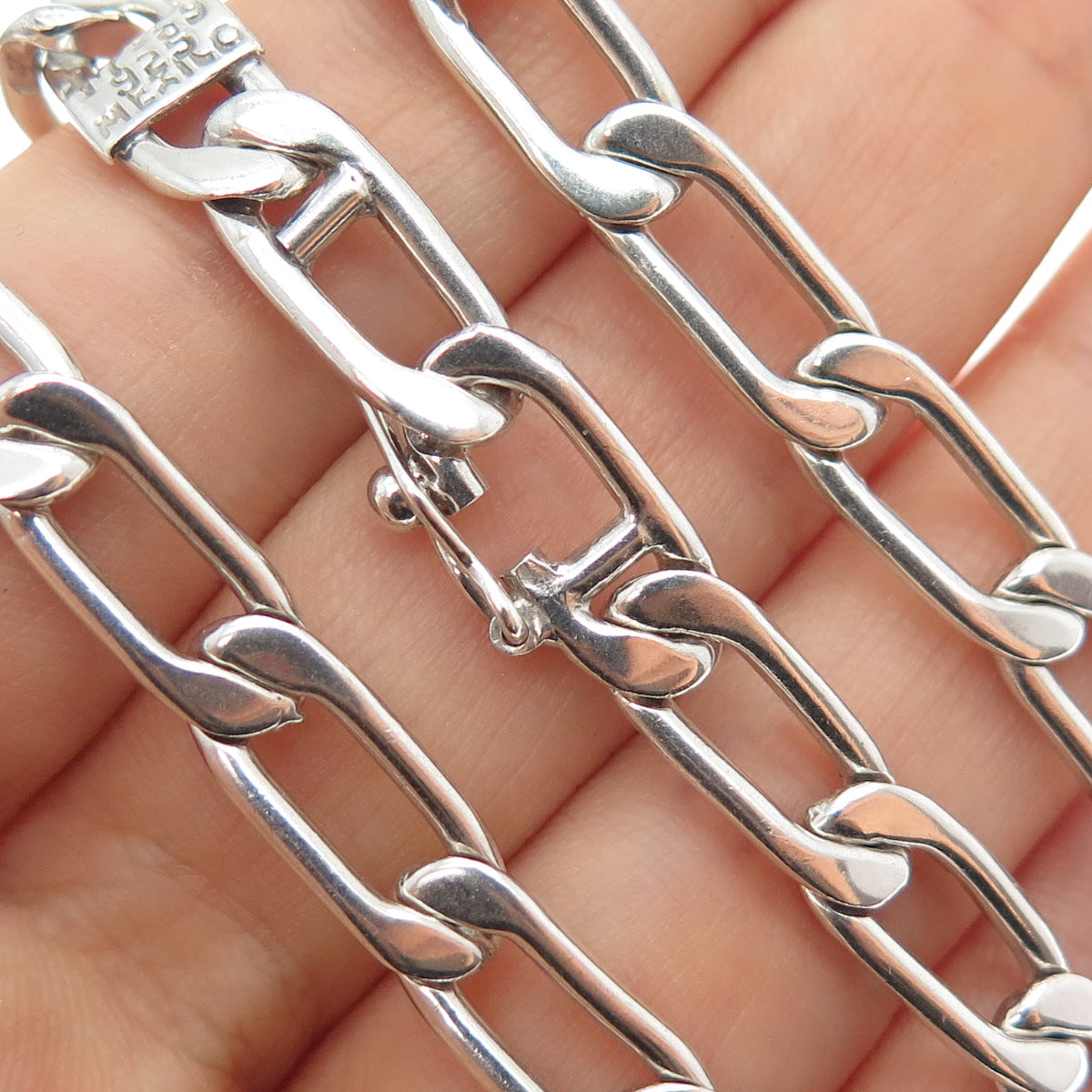 925 Sterling Silver Vintage Mexico Paperclip Chain Necklace 32"