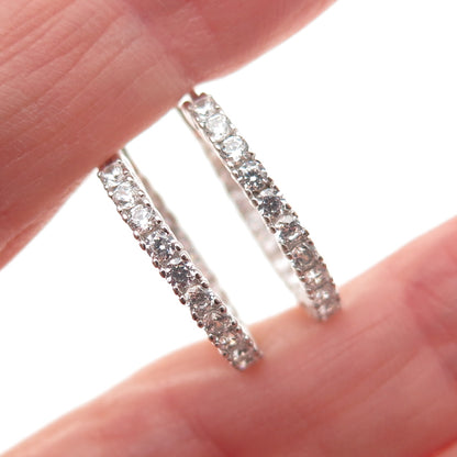 JCL Colleen Lopez 925 Sterling Silver Round-Cut C Z In & Out Hoop Earrings