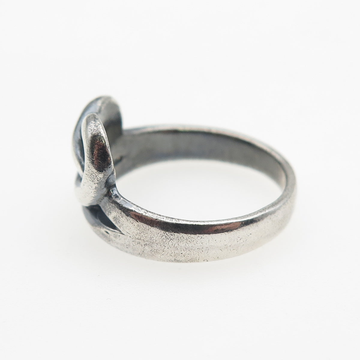 925 Sterling Silver Vintage Modernist Love Knot Oxidized Ring Size 6.5