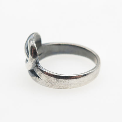 925 Sterling Silver Vintage Modernist Love Knot Oxidized Ring Size 6.5