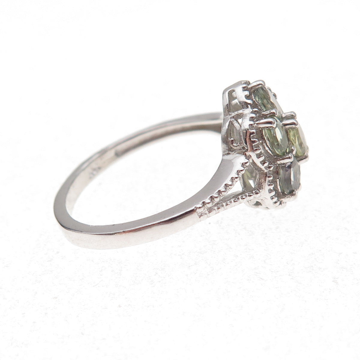 Chuck Clemency 925 Sterling Silver Real Oval-Cut Green Amethyst Ring Size 8