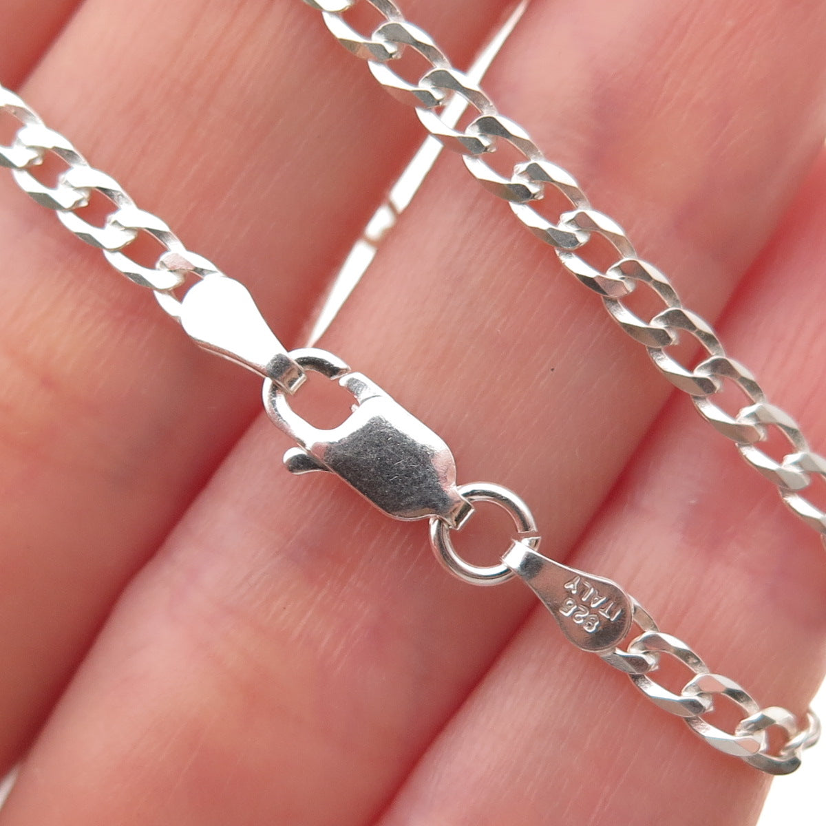 P. Lux 925 Sterling Silver Italy Curb Chain Necklace 20"