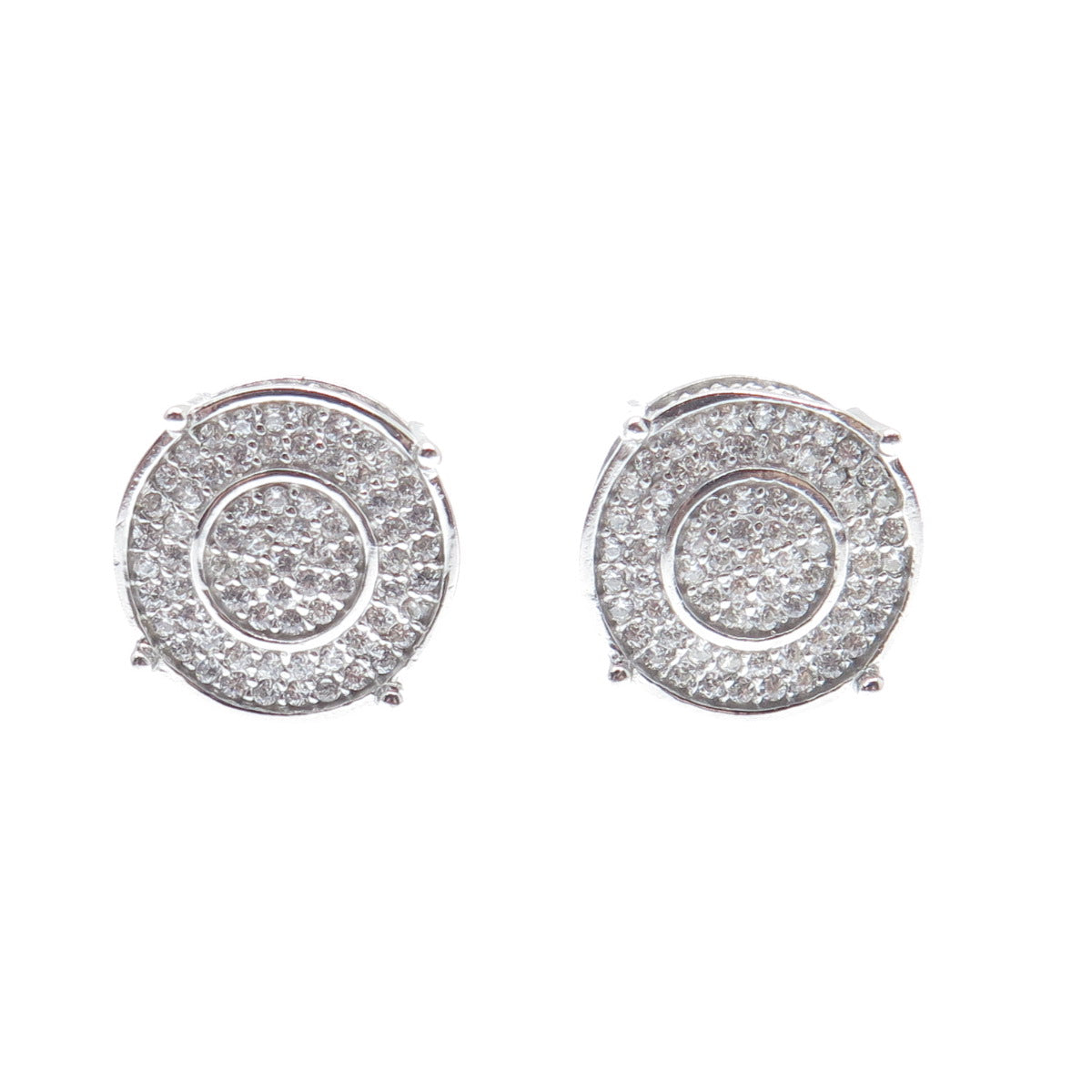 925 Sterling Silver Round-Cut C Z Sparkle Wheel Stud Earrings