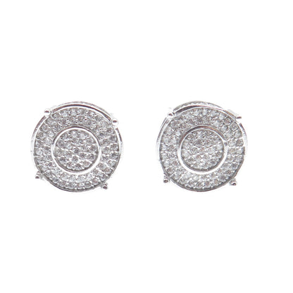 925 Sterling Silver Round-Cut C Z Sparkle Wheel Stud Earrings