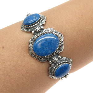 CAROLYN POLLACK Old Pawn Sterling Silver Vintage Lapis Adjustable Bracelet 6.5"