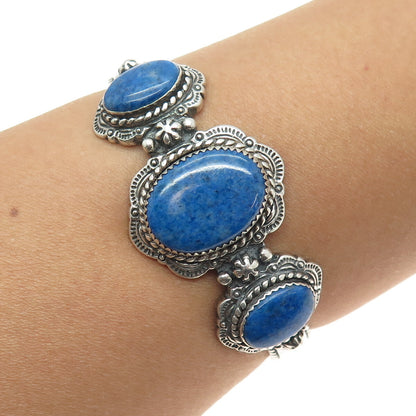 CAROLYN POLLACK Old Pawn Sterling Silver Vintage Lapis Adjustable Bracelet 6.5"