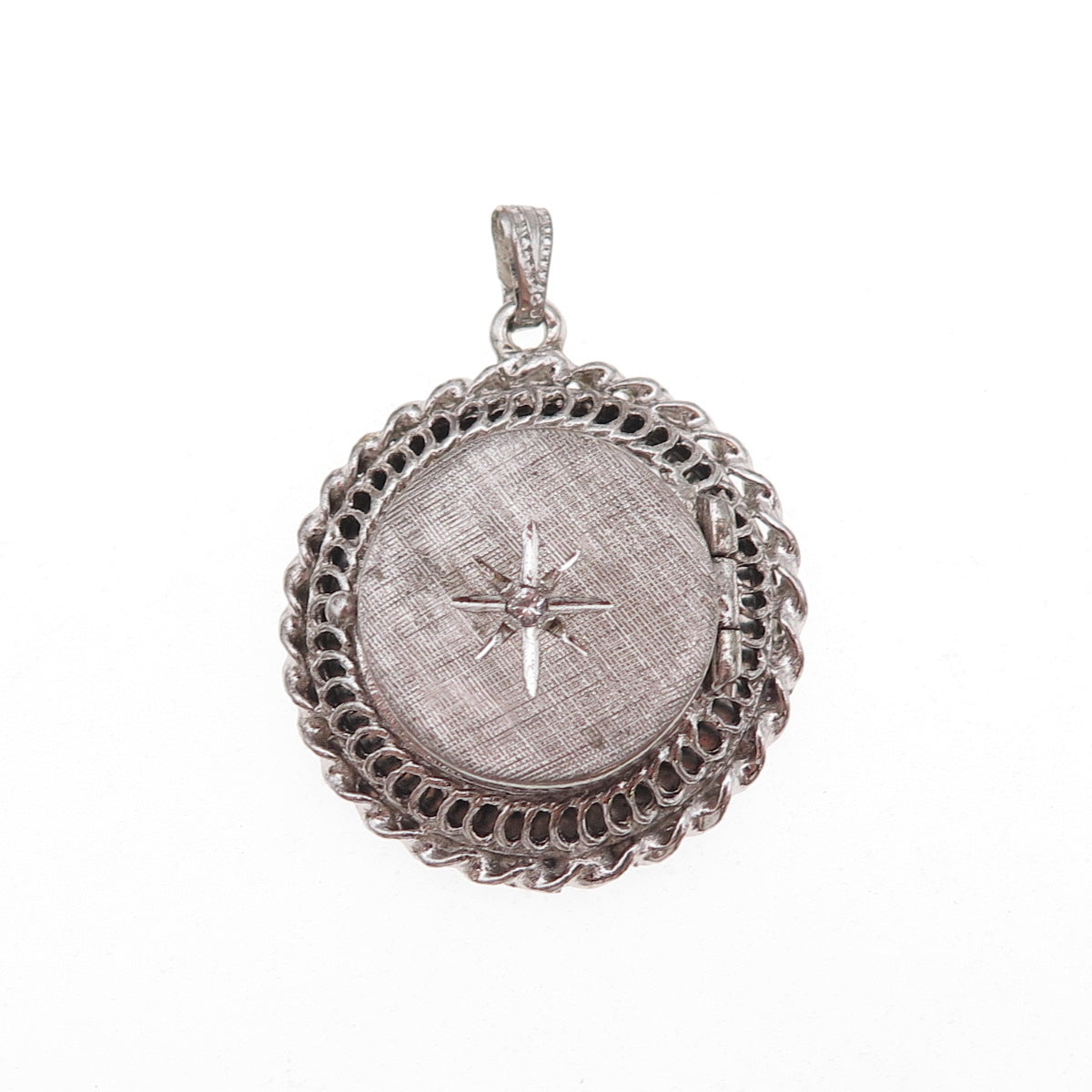 Elco 925 Sterling Silver Antique Art Deco Starburst Locket Charm Pendant