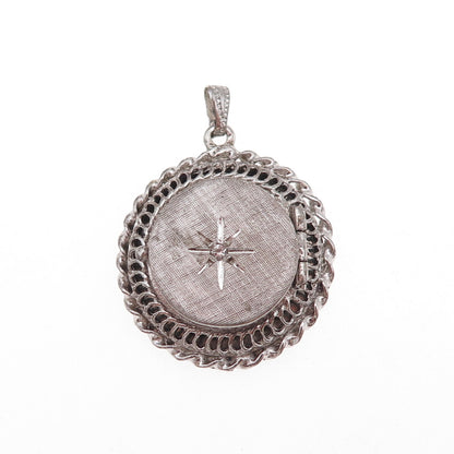 Elco 925 Sterling Silver Antique Art Deco Starburst Locket Charm Pendant