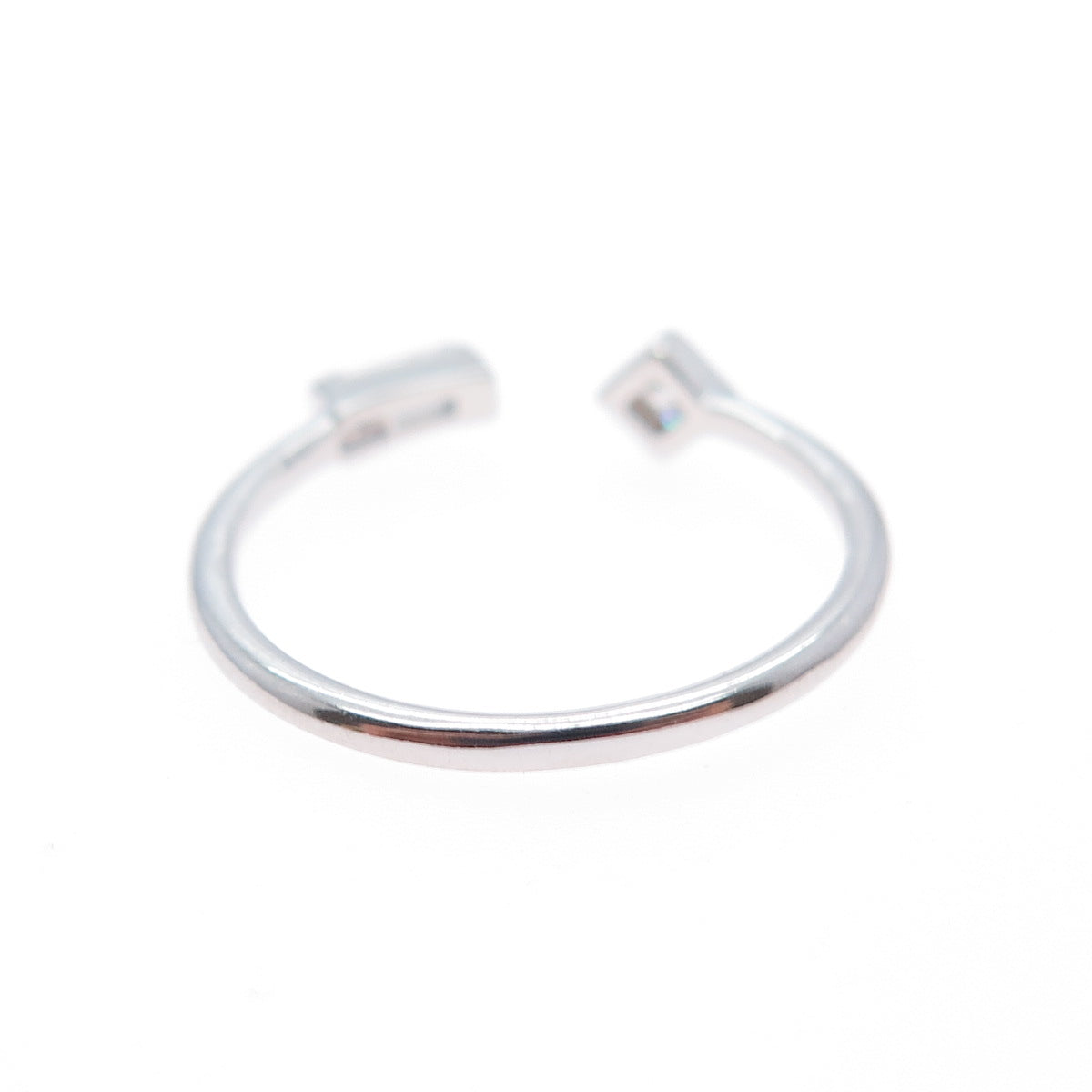 925 Sterling Silver Princess & Baguette-Cut C Z Adjustable Ring Size 5.25