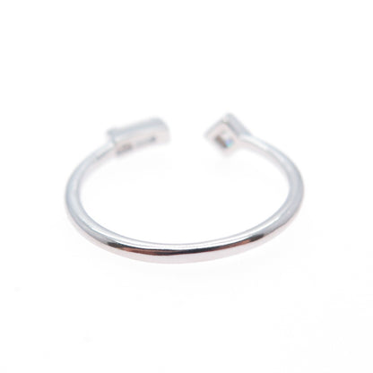 925 Sterling Silver Princess & Baguette-Cut C Z Adjustable Ring Size 5.25