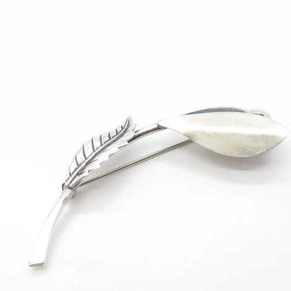 925 Sterling Silver Vintage Floral Leaf Pin Brooch