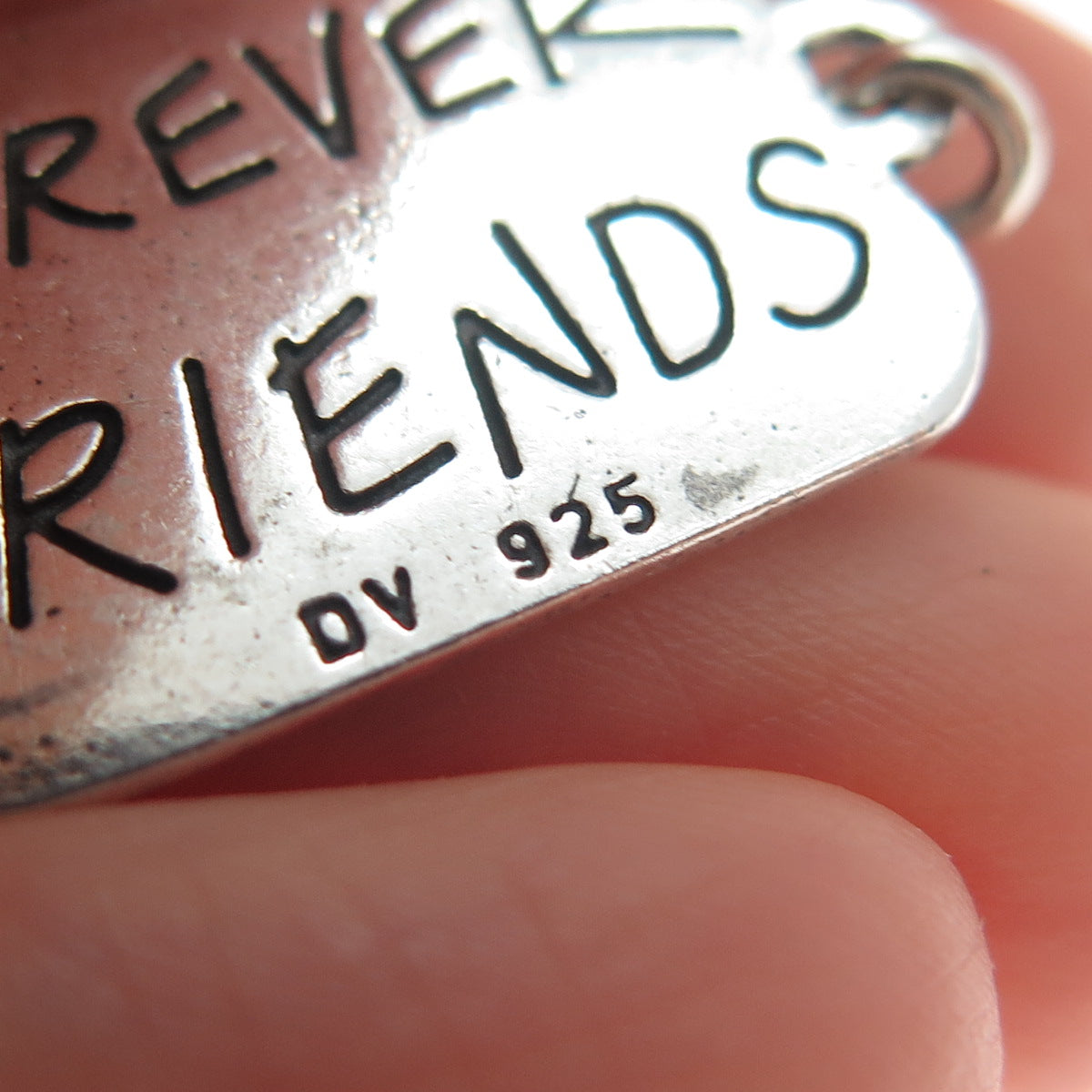 DV Dawn Vertrees Sterling Silver Vintage Forever Friends Oxidized Charm Pendant