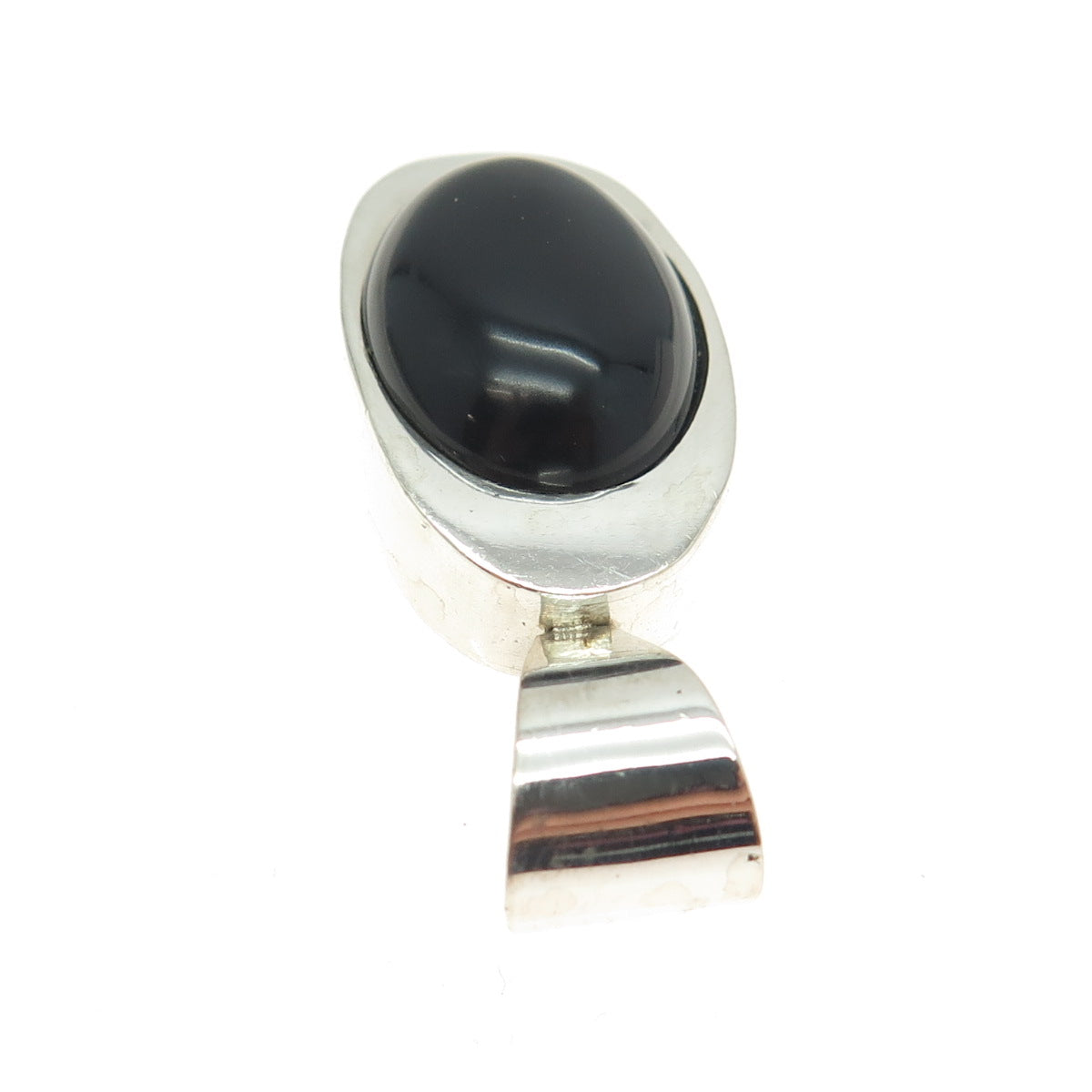 ATI 925 Sterling Silver Vintage Mexico Real Black Onyx Gemstone Pendant