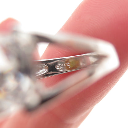 925 Sterling Silver Round-Cut Canary & Oval-Cut White C Z Ring Size 6.25