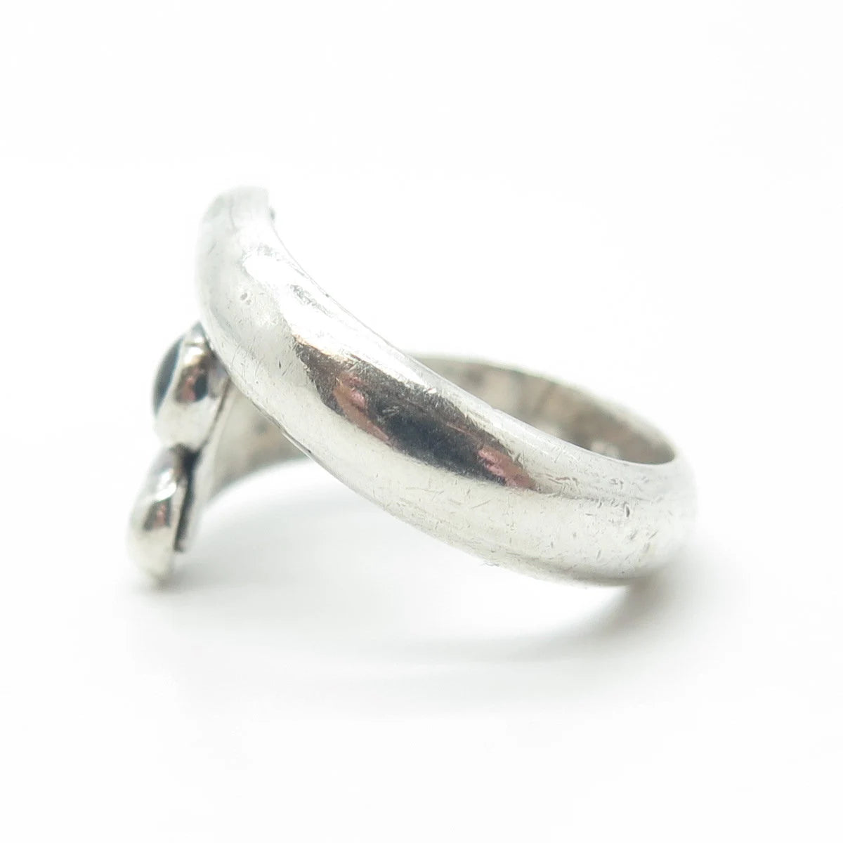 925 Sterling Silver Vintage Real Tourmaline Bypass Ring Size 6