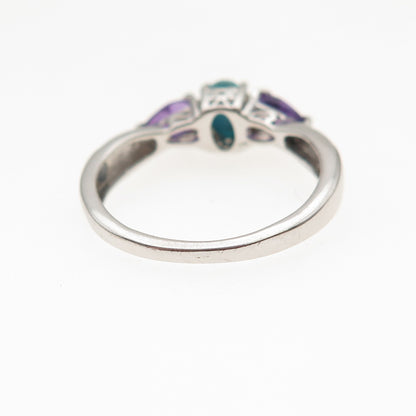 Chuck Clemency 925 Sterling Silver Real Turquoise & Amethyst Ring Size 5.25