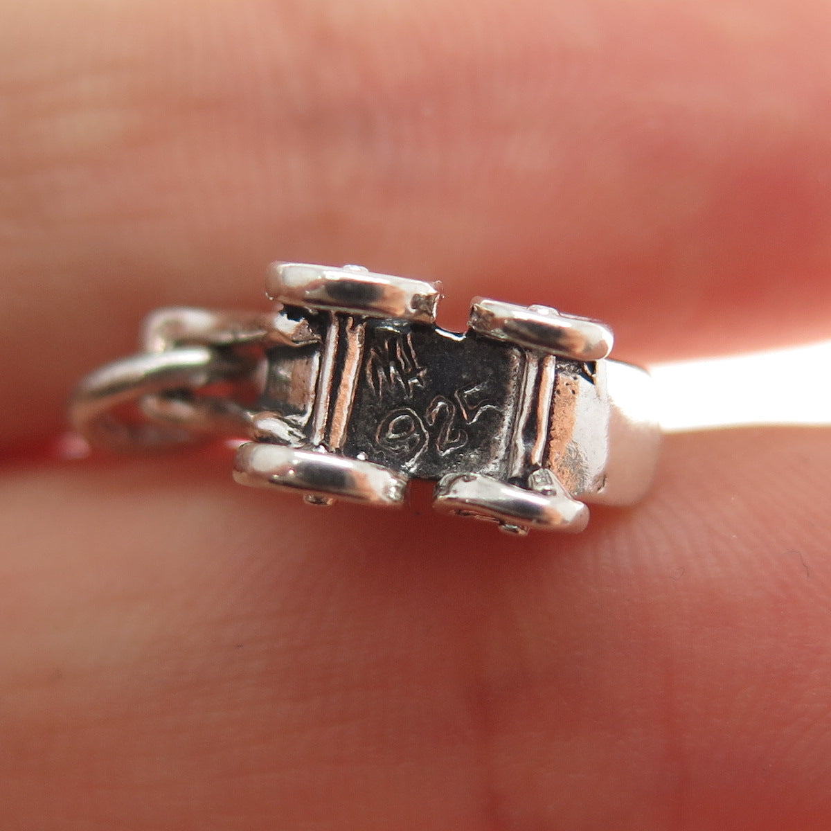 925 Sterling Silver Vintage Baby Stroller Minimalist 3D Charm Pendant