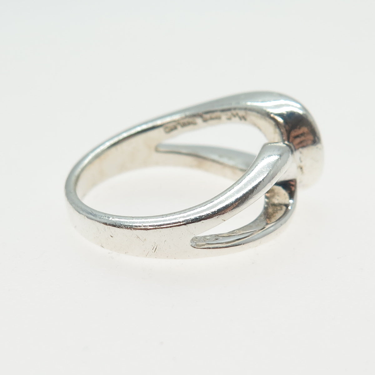 925 Sterling Silver Vintage Modernist Overlap Ring Size 7.25