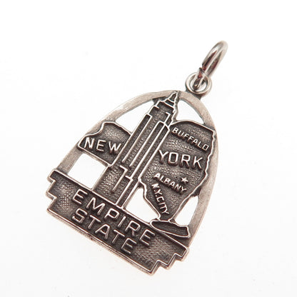 Fort Inc. 925 Sterling Silver Vintage Empire State NY Mini Charm Pendant