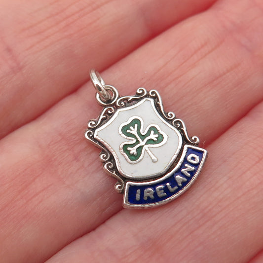 Ward Brothers 925 Sterling Vintage 1966 Birmingham Enamel Ireland Mini Pendant