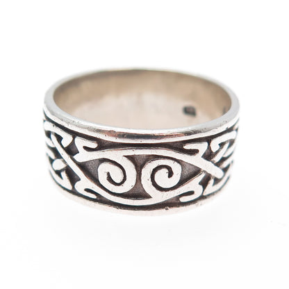 925 Sterling Silver Vintage Celtic Knot Oxidized Band Ring Size 7.25
