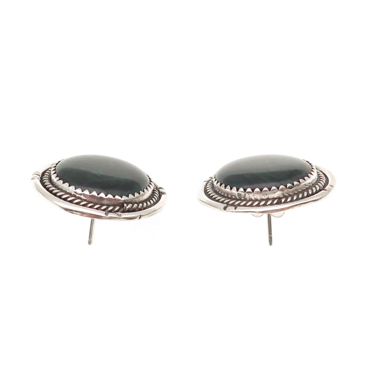 Benjamin James Navajo Old Pawn Sterling Silver Vintage Abalone Shell Earrings