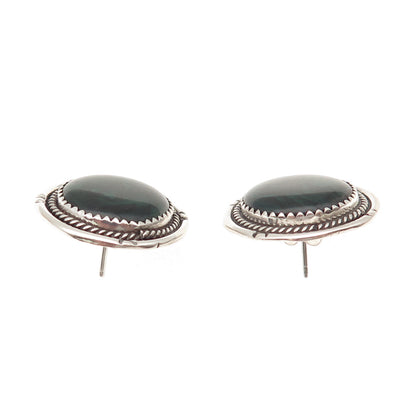 Benjamin James Navajo Old Pawn Sterling Silver Vintage Abalone Shell Earrings