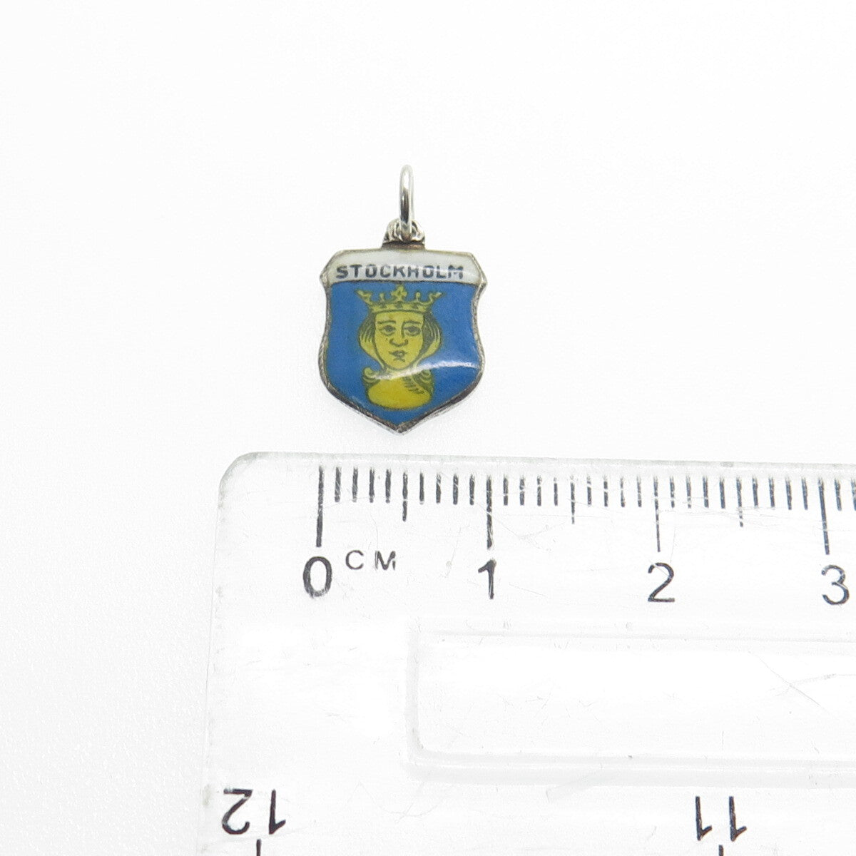 935 Silver Vintage Enamel Stockholm Minimalist Charm Pendant
