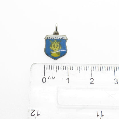 935 Silver Vintage Enamel Stockholm Minimalist Charm Pendant
