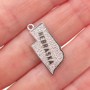 Rembrandt RQC 925 Sterling Silver Vintage Nebraska State Map Charm Pendant