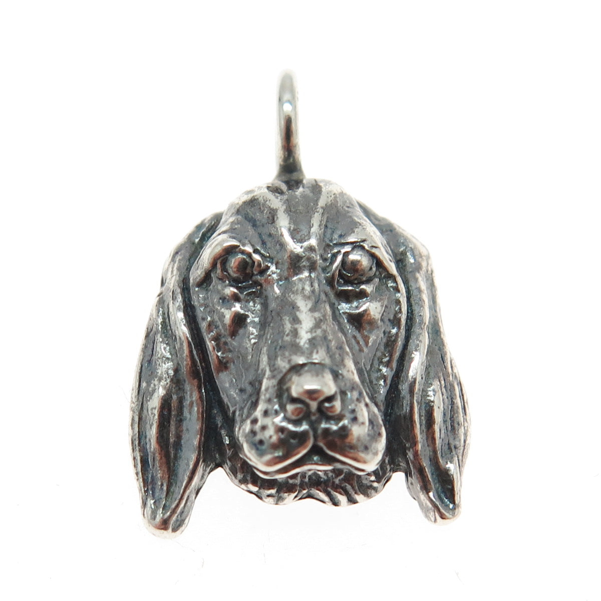 925 Sterling Silver Vintage Dog's Head Charm Pendant