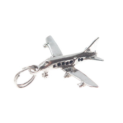 J.M. FISHER 925 Sterling Silver Vintage Airplane 3D Charm Pendant