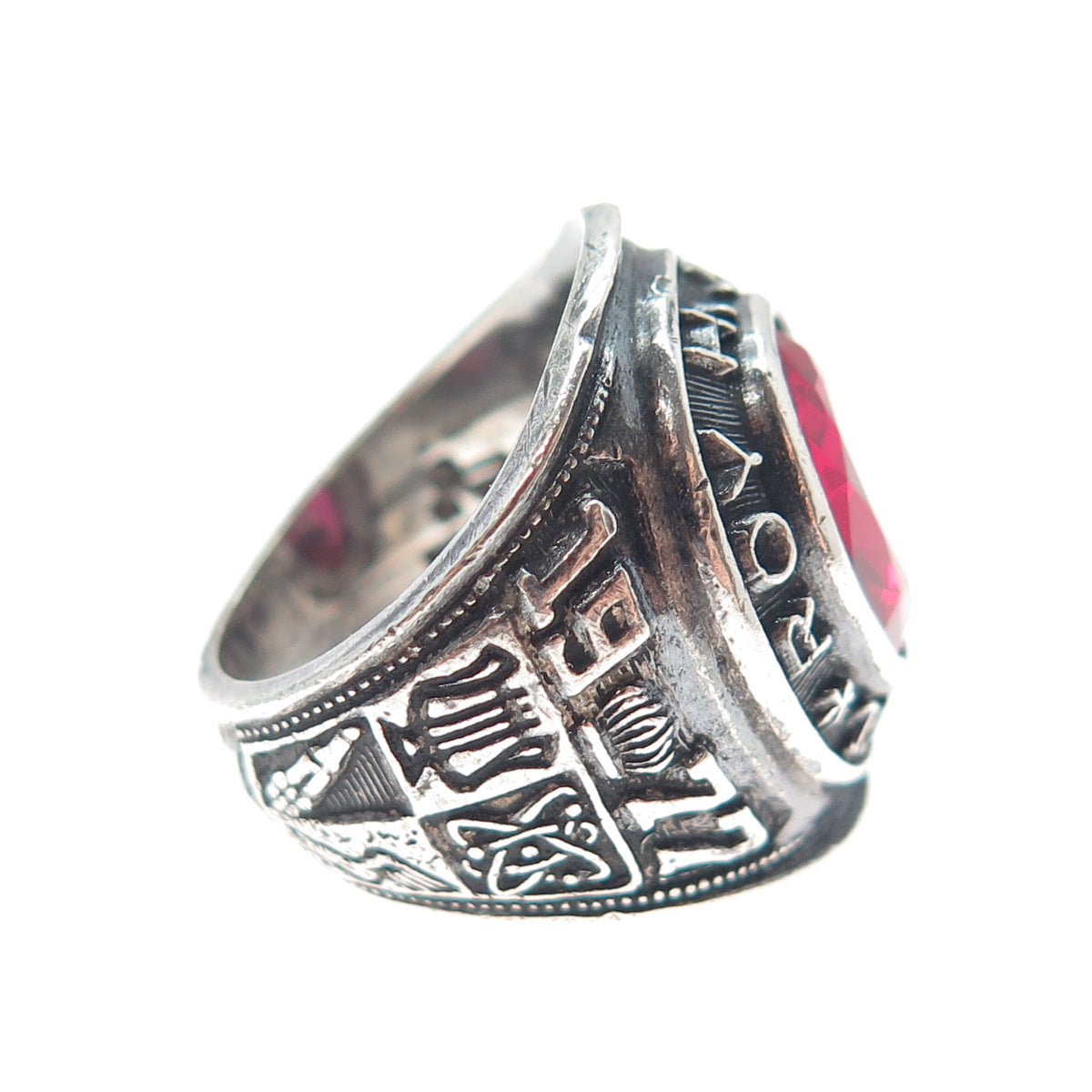 REED CO. Sterling Vintage 1978 Lab-Created Ruby Roy H. Mann School Ring Size 5.5