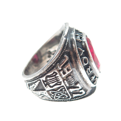 REED CO. Sterling Vintage 1978 Lab-Created Ruby Roy H. Mann School Ring Size 5.5