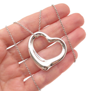 Tiffany & Co. Elsa Peretti Sterling Silver Vintage 35mm Open Heart Necklace 30"