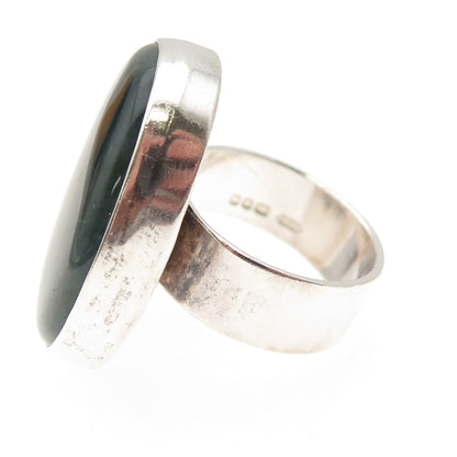 925 Sterling Silver Vintage JHS London Real Agate Statement Ring Size 8.75